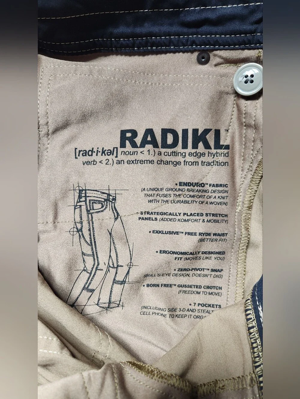 KÜHL Radikl Pants Men 36x34 Dark Khakis Hiking Outdoor Utility NWT